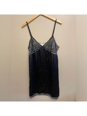 Vera Wang Babydoll Satin Black Nightgown Lace Large